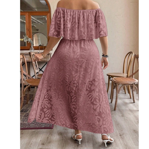 Plus Floral Print Off Shoulder Ruffle Maxi Dress - Picture 4 of 10